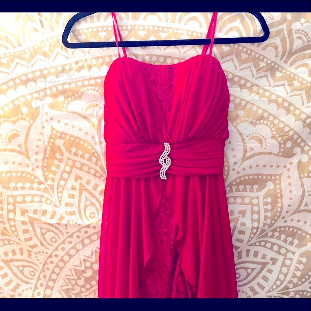 Strapless high low red prom dress size M ❤️ - Picture 2 of 13